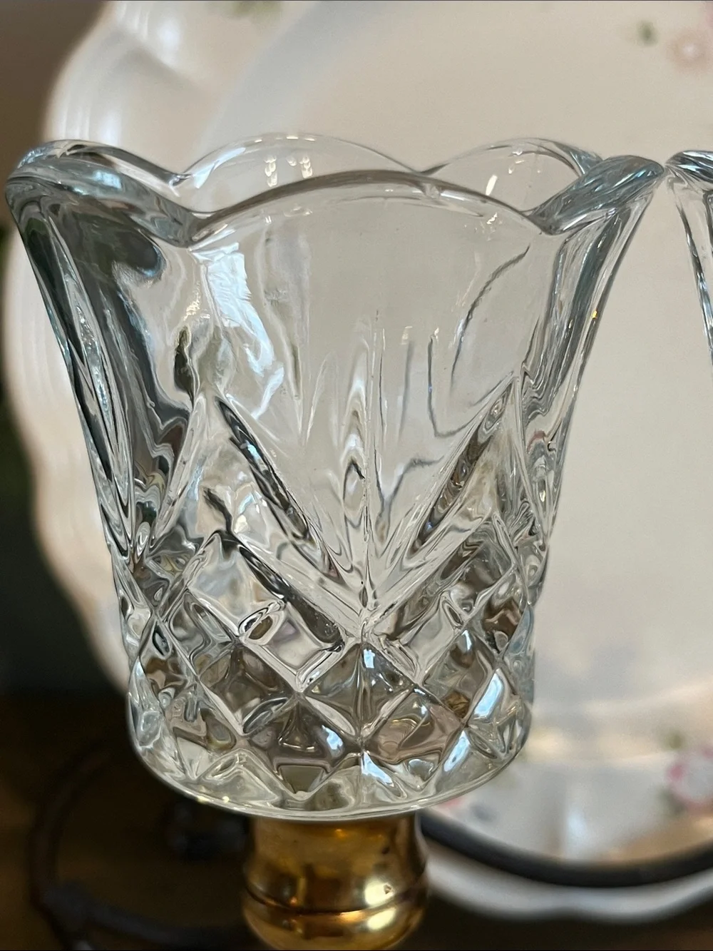 Vintage clear glass votive cups set of 2 Homco